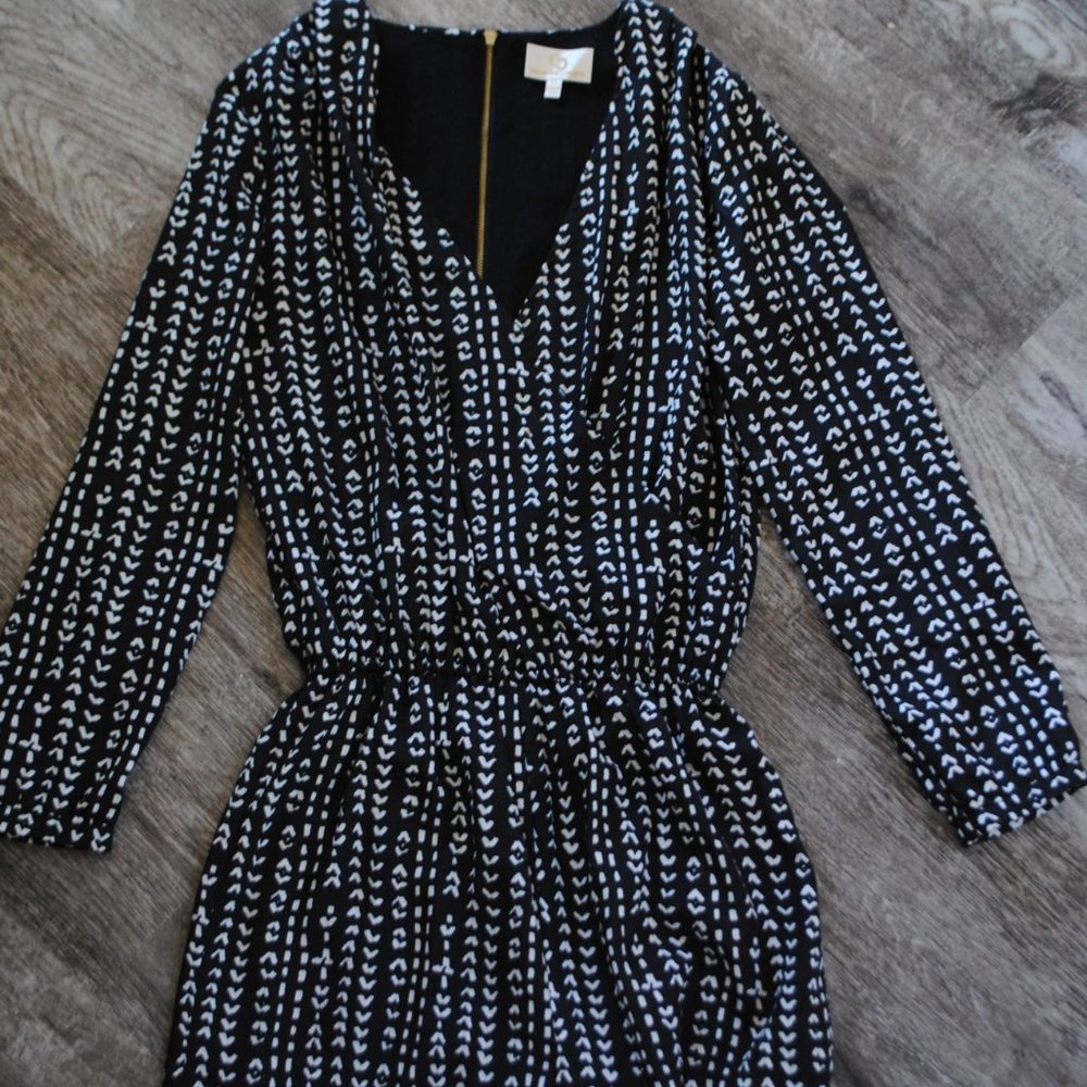 Black and White Long Sleeve Romper